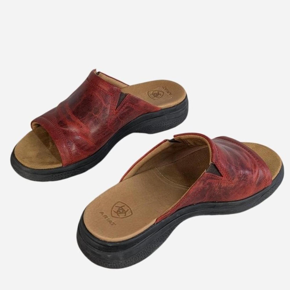 Ariat Bridgeport Burgundy Leather Slide Sandal 7.5 - Picture 4 of 8